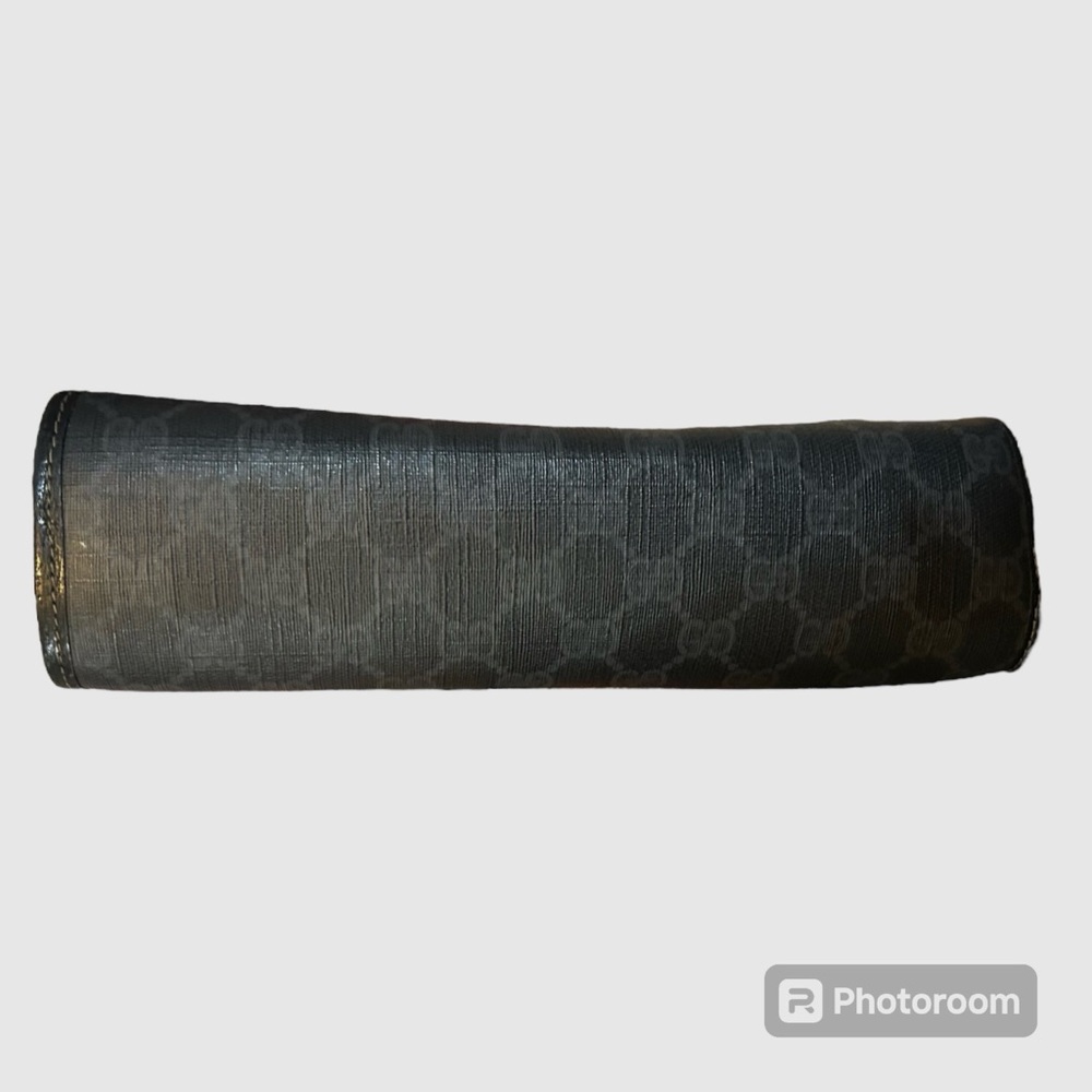 Vintage Gucci Sherry Line Black Coated Canvas GG Logo Print Pouch Clutch Bag - Picture 5 of 14